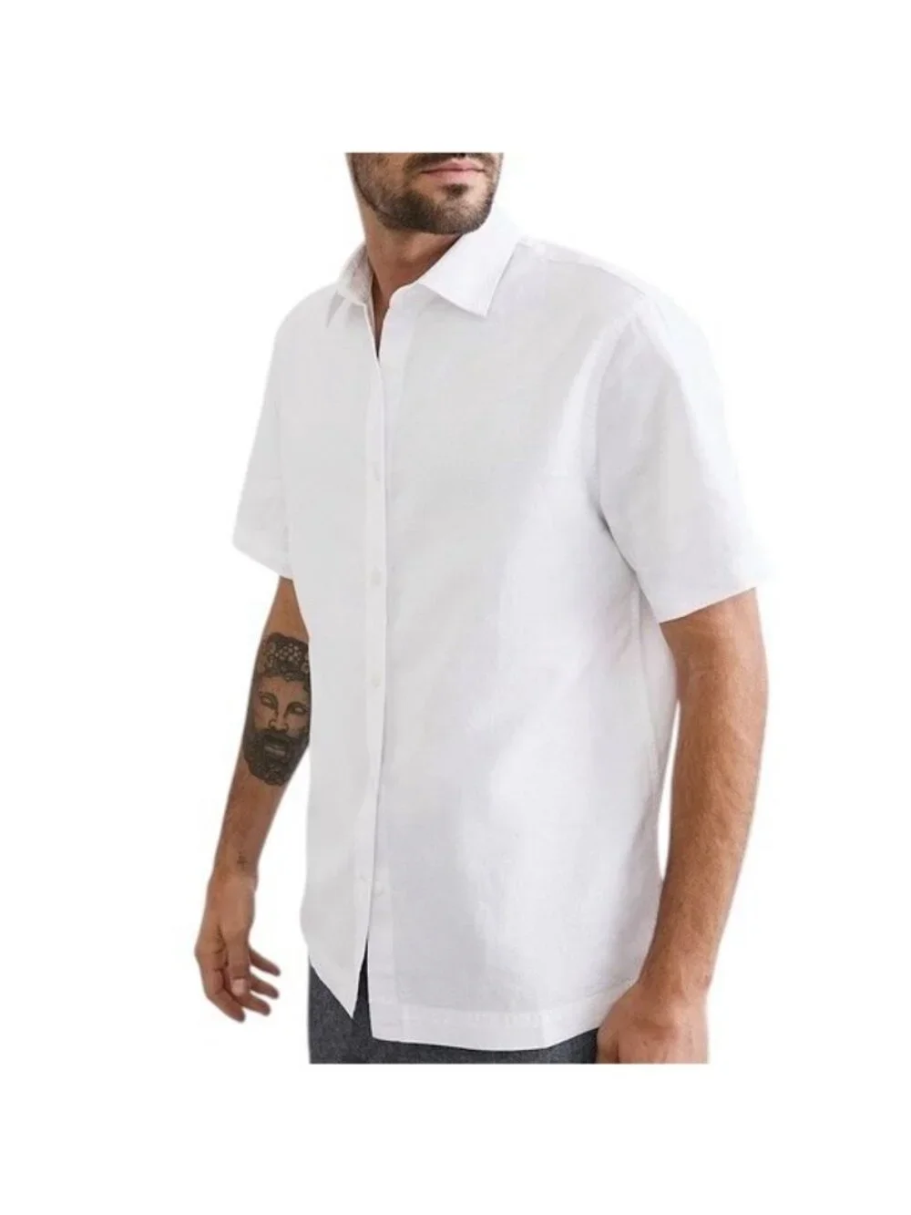 Linen-Blend White Banana Republic Button Down Cuba SS Shirt White Men’s XL TALL